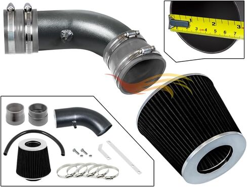 RSG MATT BLACK PIPE with GRAY Short Ram Intake Kit with Filter Compatible For 04-08 Grand Prix V6 3.8/05-08 V8 5.3 in Saudi Arabia