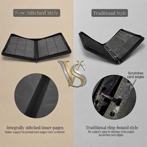 مجلد بطاقات التداول ذو 9 جيوب لبطاقات البوكيمون بسعة 360 درجة مقاوم للماء من جلد البولي يوريثان، تحميل جانبي، إغلاق بسحاب بدون حلقة لبطاقات MTG TCG الرياضية in Kuwait