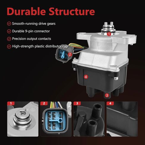 الموزع مع غطاء ودوار TD-80U يناسب 1996 1997 1998 Honda Civic، 1996 1997 Honda Del Sol S & SI، 1997 Acura EL، 1.6L L4، استبدال TD-98U 30100-P2E-A01 30100P2EA01 in Kuwait