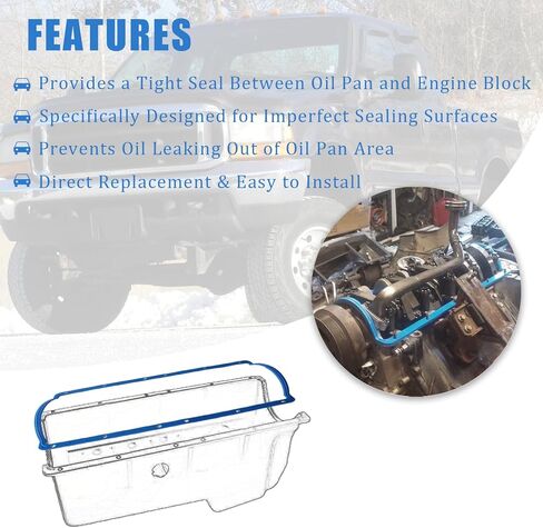 AUCERAMIC Oil Pan Gasket Compatible with Moroso 27293 Fit 1994-2003 for Ford 7.3 Powerstroke and International T444E Engines in Kuwait