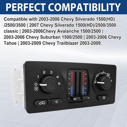 لوحة وحدة التحكم في المناخ 599-210XD - متوافقة مع 2003-2007 Chevy Silverado GMC Sierra 1500 2500 3500 Tahoe Suburban Avalanche Trailblazer Yukon XL Envoy Cadillac Escalade يستبدل 10370033 in Kuwait