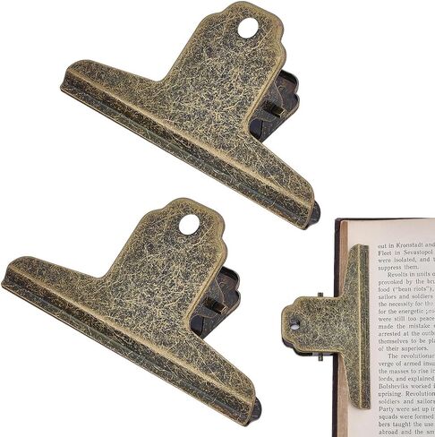 CRASPIRE 2Pcs Metal Bulldog Clips Vintage Large 4 in Bull Journal Clamps Antique Bronze Notebook File Money Binder Travelers Hinge Clip for Planner TN Food Bags Art Crafts Drawing Board Home Office in Kuwait
