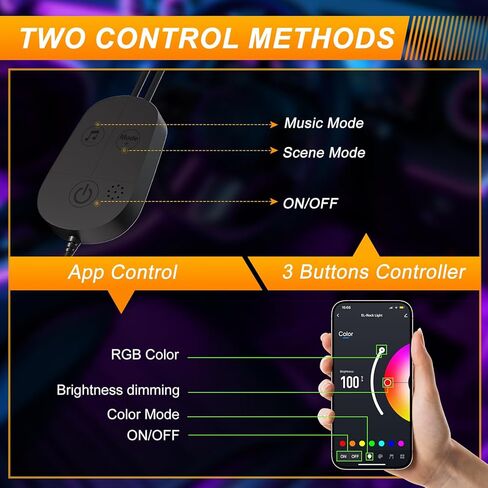 LED Lights for Car Interior 2-Line Inside Cool Accessories Decorations with App and Control Box, Color Changing Footwell Lighting for Cars, Truck, USB DC 5V in Saudi Arabia