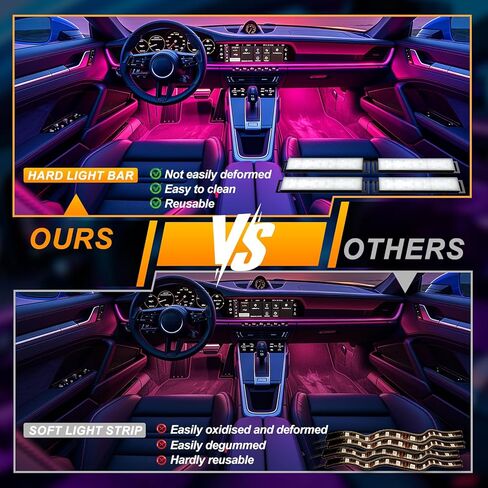 LED Lights for Car Interior 2-Line Inside Cool Accessories Decorations with App and Control Box, Color Changing Footwell Lighting for Cars, Truck, USB DC 5V in Saudi Arabia