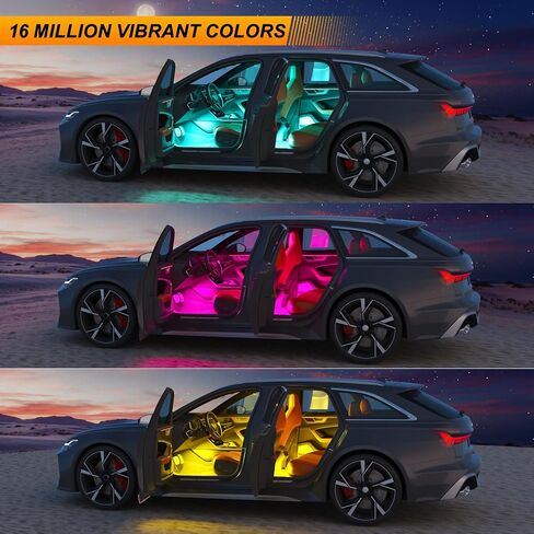 LED Lights for Car Interior 2-Line Inside Cool Accessories Decorations with App and Control Box, Color Changing Footwell Lighting for Cars, Truck, USB DC 5V in Saudi Arabia