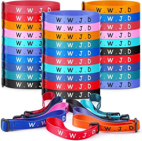 100 PCS WWJD Bracelets Bulk – Christian What Would Jesus Do Woven Wristbands for Church, Sunday School, Youth Group – 10 Colors Adjustable Religious Bracelets for Women Men in Kuwait