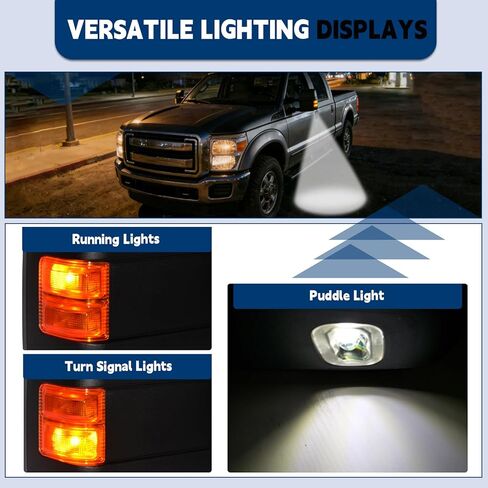 مرايا السحب AERDM متوافقة مع 1999-2016 Ford F250 F350 F450 F550 مرايا جانبية فائقة التحمل مع ضوء إشارة الانعطاف الكهرماني قوة قابلة للتعديل سائق زجاجي ساخن أسود LH in Kuwait