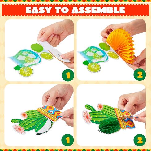 JOYIN 12 PCs Cinco De Mayo Fiesta Honeycomb Cactus Table Centerpiece, Party Decoration for Fun Fiesta Taco Party Supplies, Luau Event Photo Props, Mexican Theme for Carnivals Festivals in Kuwait