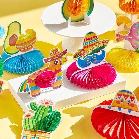 JOYIN 12 PCs Cinco De Mayo Fiesta Honeycomb Cactus Table Centerpiece, Party Decoration for Fun Fiesta Taco Party Supplies, Luau Event Photo Props, Mexican Theme for Carnivals Festivals in Kuwait