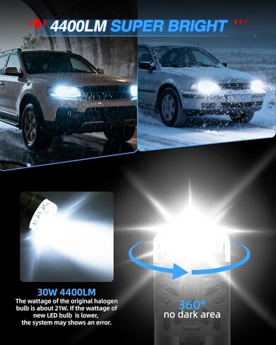 BraveWAY 1156 LED Bulbs, White, 30 Watts, 4400 Lumen, Fan, Error Free in Saudi Arabia