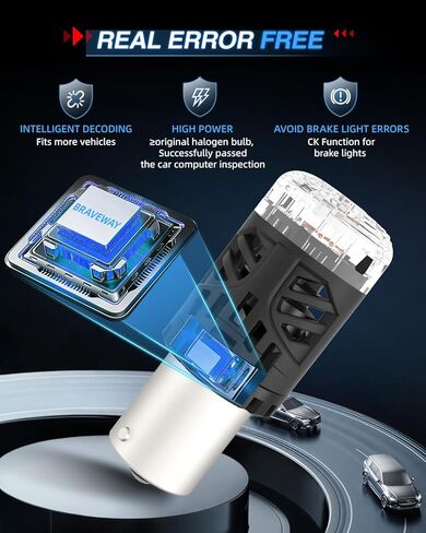 BraveWAY 1156 LED Bulbs, White, 30 Watts, 4400 Lumen, Fan, Error Free in Saudi Arabia