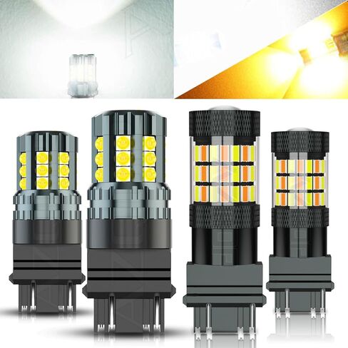 LED Bulbs For Chevy Silverado 1500 (1999-2013) & Silverado 2500 3500 (2001-2011), Switchback Turn Signal Bulb (Front/Rear)/Parking Light + Reverse Backup Lights Bulbs Combo, 300% Brightness, Pack of 4 in Saudi Arabia