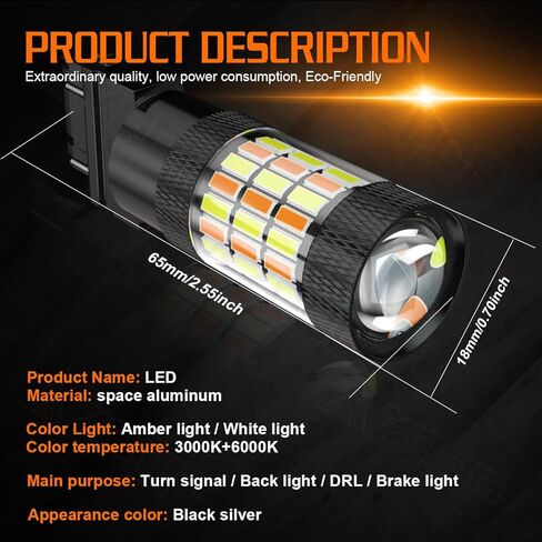 LED Bulbs For Chevy Silverado 1500 (1999-2013) & Silverado 2500 3500 (2001-2011), Switchback Turn Signal Bulb (Front/Rear)/Parking Light + Reverse Backup Lights Bulbs Combo, 300% Brightness, Pack of 4 in Saudi Arabia