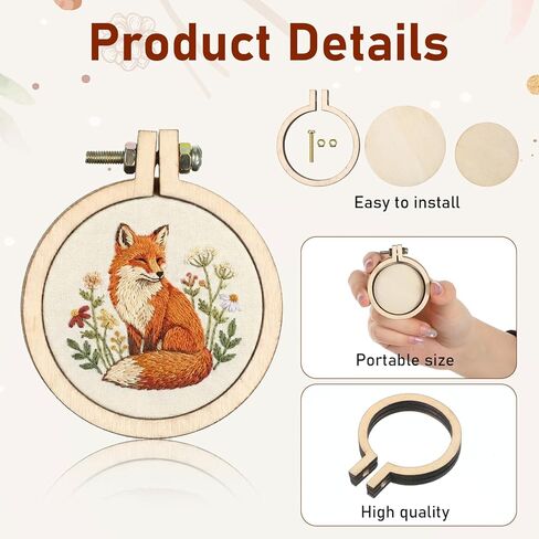 8 Sets Mini Embroidery Hoops Round Wooden Small Embroidery Hoops Cross Stitch Ring Frame for DIY Pendants Ornaments Crafts in Kuwait