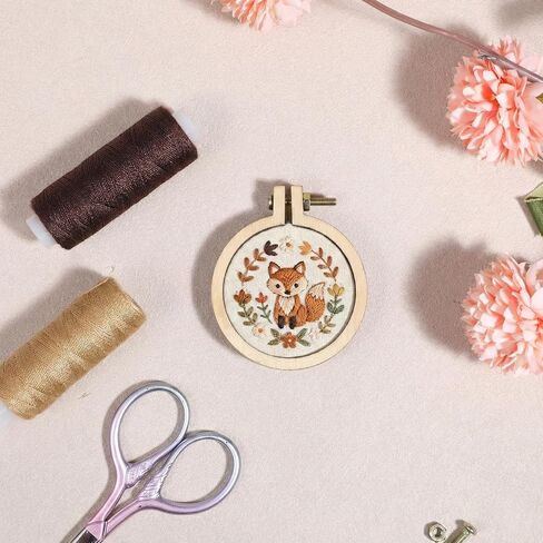 8 Sets Mini Embroidery Hoops Round Wooden Small Embroidery Hoops Cross Stitch Ring Frame for DIY Pendants Ornaments Crafts in Kuwait