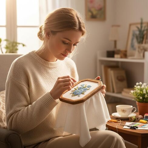 إطارات تطريز مكونة من قطعتين من Elegaperma للعرض، وإطارات تطريز بمقاسين، وحلقة تطريز مزخرفة مع حلقة تعليق لعرض فن الغرز المتقاطعة للمبتدئين والمتحمسين in Kuwait