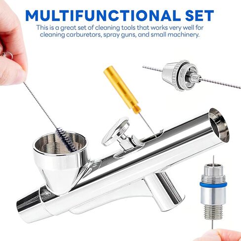 Carburetor Cleaning Kit, 33 Piece Stainless Steel Carb Jet Cleaning Tool Set with Dual Brushes and 4 Hooks, High-Density Nylon, Fits Motorcycle Jets, Lawn Mowers, Welding Torch Tip Cleaner, Spray Guns in Saudi Arabia