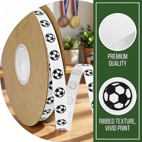 20 Yards Soccer Ribbon Soccer Decorations Hair Accessories Black and White Striped Sports Satin Fabric Silk Ribbon Gift Wrap Ribbons for Crafts Bows Flower Bouquet Balloons in Saudi Arabia