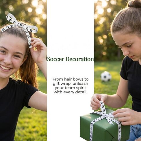 20 Yards Soccer Ribbon Soccer Decorations Hair Accessories Black and White Striped Sports Satin Fabric Silk Ribbon Gift Wrap Ribbons for Crafts Bows Flower Bouquet Balloons in Saudi Arabia