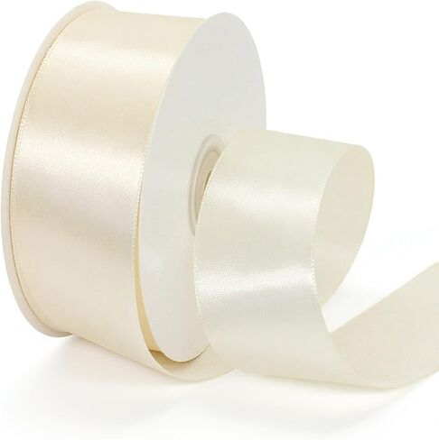 White Ribbon 1-1/2 Inch x 50 Yards White Satin Ribbon for Flower Bouquet Gift Wrapping Crafts, Solid Fabric Ribbons Roll for Handmade Roses, Wedding Decor, Christmas, and Party Decoration in Saudi Arabia