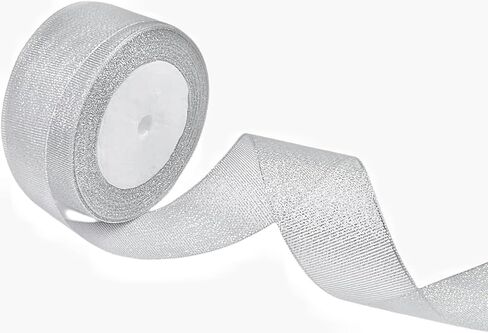 1.5 inch 25 Yards Silver Metallic Glitter Ribbon Gift Wrap Ribbon for Gift Wrapping Bouquet Crafts Christmas Wedding Party Decoration in Saudi Arabia