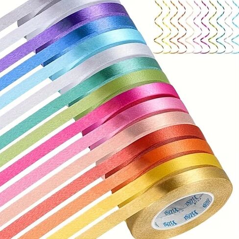 10 Rolls Colorful Balloon Ribbon, 5M Decorative Ribbon for Party Wedding Banner Garland and Gift Wrapping, Assorted Colors in Kuwait