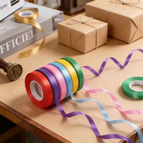 10 Rolls Colorful Balloon Ribbon, 5M Decorative Ribbon for Party Wedding Banner Garland and Gift Wrapping, Assorted Colors in Kuwait