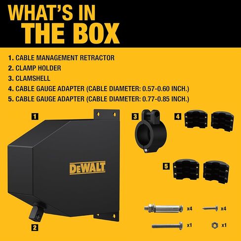 نظام إدارة الكابلات القابل للسحب لشاحن EV العالمي من DEWALT، مثبت على الحائط أو السقف، يعمل مع كابلات شحن EV حتى 48 أمبير، درجة تجارية شديدة التحمل، للاستخدام الداخلي/الخارجي in Kuwait