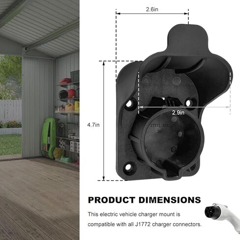 Sun Walker EV Charger Holder, SAE J1772 Wall-Mount Charging Plug Cord Hanger with Screws & Wall Anchors, Space-Saving Electric Vehicle Nozzle Holster Dock for Outdoor Indoor Use in Kuwait