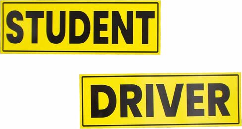Student Driver Magnetic Sticker for Car - Highly Reflective Student & Driver Magnet for Driving Learners, Perfect for Car, SUVs and Trucks, Bright Yellow Safety Stickers (4 x 10 Inch) in Saudi Arabia