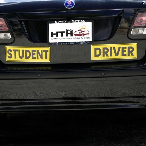 Student Driver Magnetic Sticker for Car - Highly Reflective Student & Driver Magnet for Driving Learners, Perfect for Car, SUVs and Trucks, Bright Yellow Safety Stickers (4 x 10 Inch) in Saudi Arabia