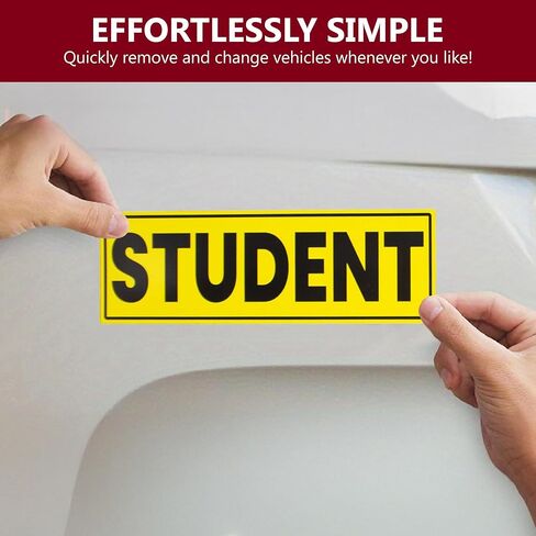 Student Driver Magnetic Sticker for Car - Highly Reflective Student & Driver Magnet for Driving Learners, Perfect for Car, SUVs and Trucks, Bright Yellow Safety Stickers (4 x 10 Inch) in Saudi Arabia