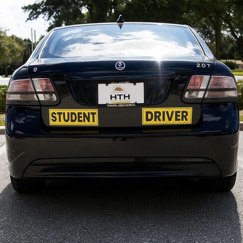 Student Driver Magnetic Sticker for Car - Highly Reflective Student & Driver Magnet for Driving Learners, Perfect for Car, SUVs and Trucks, Bright Yellow Safety Stickers (4 x 10 Inch) in Saudi Arabia