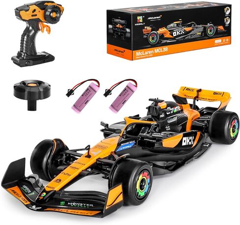 سيارة MIEBELY مرخصة رسميًا 1/14 McLaren F1 بجهاز تحكم عن بعد، 2.4 جيجا هرتز صيغة 1 سيارة RC مع بطاريتين قابلتين لإعادة الشحن، لعبة سيارة سباق هواية عالية السرعة، هدية نموذجية قابلة للجمع للبالغين والأطفال والأولاد والبنات in Kuwait