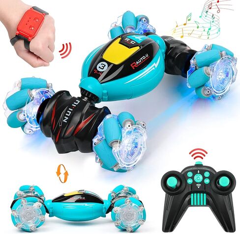 DDAI Gesture Sensing RC Stunt Car، 2.4 جيجا هرتز 4WD يتم التحكم فيها يدويًا والتحكم عن بعد، سيارة تحويل مع 360 درجة تقلب، هدايا عيد ميلاد للأولاد الذين تتراوح أعمارهم بين 6-12 عامًا in Kuwait