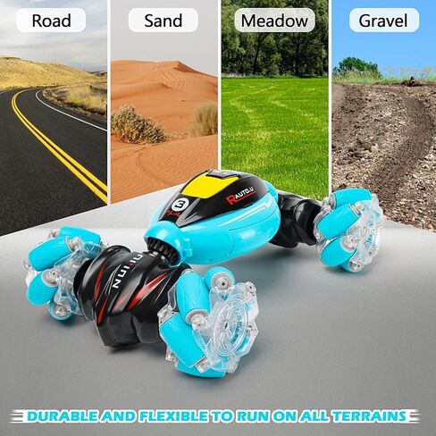 DDAI Gesture Sensing RC Stunt Car، 2.4 جيجا هرتز 4WD يتم التحكم فيها يدويًا والتحكم عن بعد، سيارة تحويل مع 360 درجة تقلب، هدايا عيد ميلاد للأولاد الذين تتراوح أعمارهم بين 6-12 عامًا in Kuwait