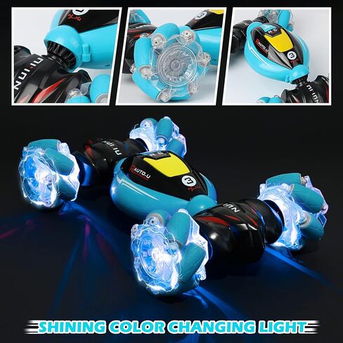 DDAI Gesture Sensing RC Stunt Car، 2.4 جيجا هرتز 4WD يتم التحكم فيها يدويًا والتحكم عن بعد، سيارة تحويل مع 360 درجة تقلب، هدايا عيد ميلاد للأولاد الذين تتراوح أعمارهم بين 6-12 عامًا in Kuwait