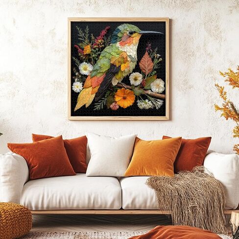 PICKFORU Leaf Hummingbird Jigsaw Puzzles 1000 Pieces, Colorful Bird Flower Art Puzzles for Adults, Leaves Collage Puzzle as Wall Decor in Kuwait