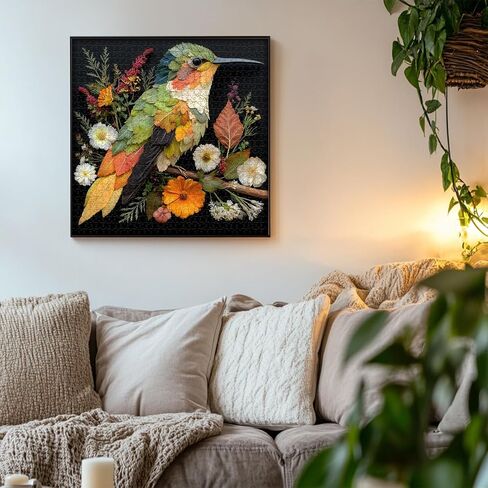 PICKFORU Leaf Hummingbird Jigsaw Puzzles 1000 Pieces, Colorful Bird Flower Art Puzzles for Adults, Leaves Collage Puzzle as Wall Decor in Kuwait