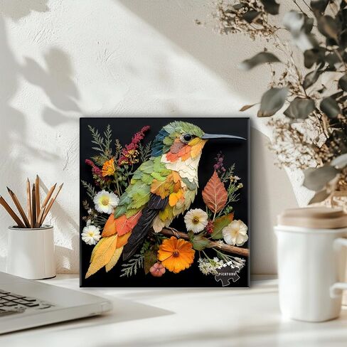 PICKFORU Leaf Hummingbird Jigsaw Puzzles 1000 Pieces, Colorful Bird Flower Art Puzzles for Adults, Leaves Collage Puzzle as Wall Decor in Kuwait