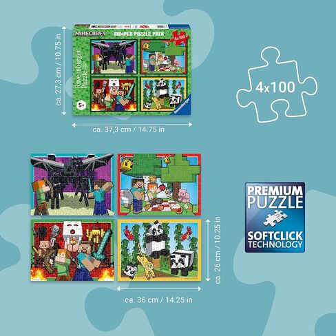 Ravensburger Minecraft 4x100 Piece Bumper Puzzle Pack for Kids 5+ in Kuwait