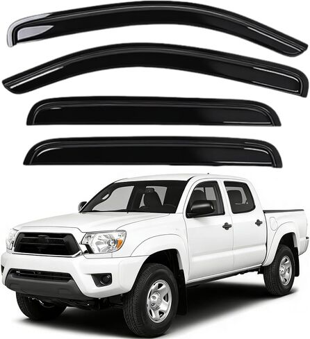 Rain Guards Compatible with 2005-2015 Toyota Tacoma Double Cab, Acrylic Slim Style Window Visor Rain Guard, Extra Side Window Deﬂector for Toyota Tacoma Accessories 4 Pieces in Saudi Arabia