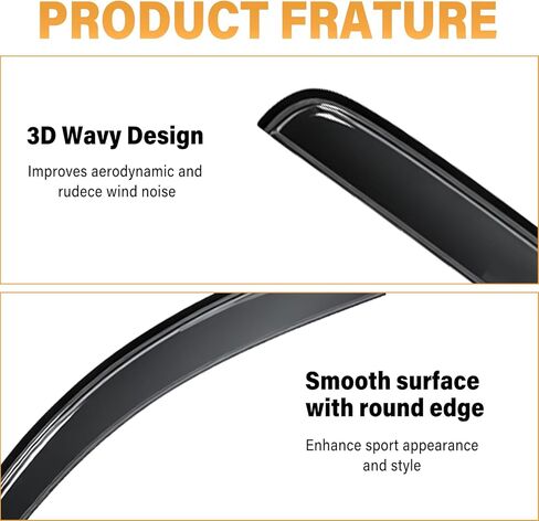 Rain Guards Compatible with 2005-2015 Toyota Tacoma Double Cab, Acrylic Slim Style Window Visor Rain Guard, Extra Side Window Deﬂector for Toyota Tacoma Accessories 4 Pieces in Saudi Arabia
