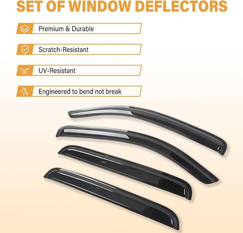 Rain Guards Compatible with 2005-2015 Toyota Tacoma Double Cab, Acrylic Slim Style Window Visor Rain Guard, Extra Side Window Deﬂector for Toyota Tacoma Accessories 4 Pieces in Saudi Arabia