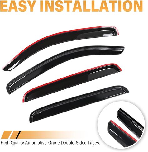 Rain Guards Compatible with 2005-2015 Toyota Tacoma Double Cab, Acrylic Slim Style Window Visor Rain Guard, Extra Side Window Deﬂector for Toyota Tacoma Accessories 4 Pieces in Saudi Arabia