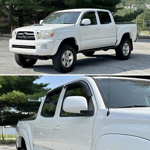 Rain Guards Compatible with 2005-2015 Toyota Tacoma Double Cab, Acrylic Slim Style Window Visor Rain Guard, Extra Side Window Deﬂector for Toyota Tacoma Accessories 4 Pieces in Saudi Arabia