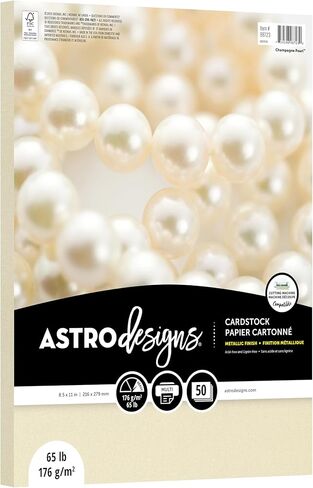 بطاقات Astrodesigns، معدنية بلون الشمبانيا اللؤلؤي، 8.5 بوصة × 11 بوصة، 65 رطل، ورق سميك ومتين، 50 ورقة، مثالية للمشروعات التي تصنعها بنفسك، وصناعة البطاقات، وسجلات القصاصات والدعوات (98723-02) in Kuwait