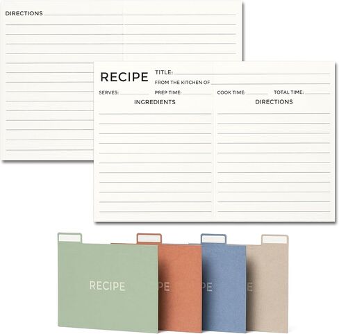 Recipe Cards 4x6 with Dividers Set - 50 Blank Double Sided White Kraft Refills for Recipe Box - 300gsm Thick Foldable Index Cards for Bridal Shower Wedding Housewarming Gift in Saudi Arabia