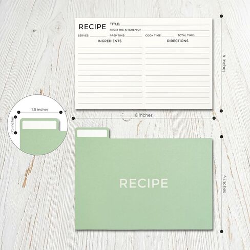 Recipe Cards 4x6 with Dividers Set - 50 Blank Double Sided White Kraft Refills for Recipe Box - 300gsm Thick Foldable Index Cards for Bridal Shower Wedding Housewarming Gift in Saudi Arabia