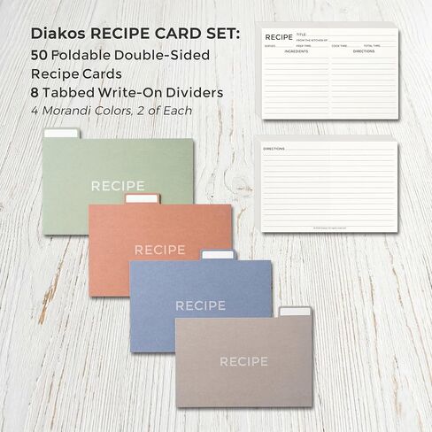 Recipe Cards 4x6 with Dividers Set - 50 Blank Double Sided White Kraft Refills for Recipe Box - 300gsm Thick Foldable Index Cards for Bridal Shower Wedding Housewarming Gift in Saudi Arabia